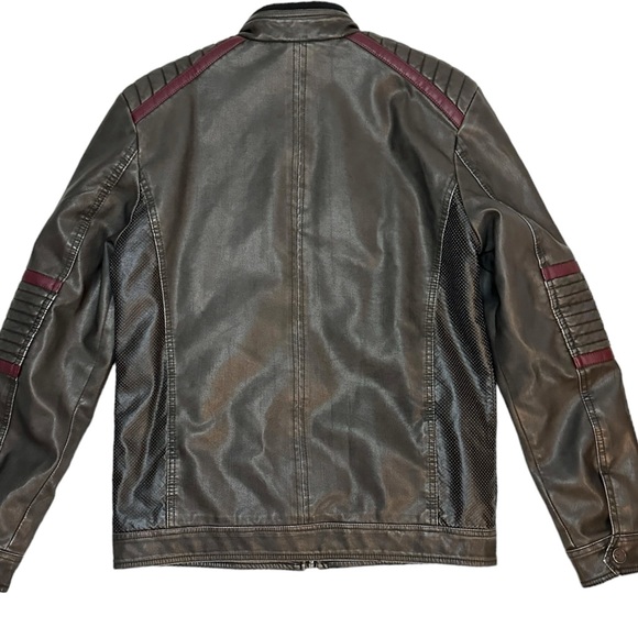 Vintage XRAY jeans Men’s Leather Biker Bomber Zip Up Jacket - Picture 5 of 7